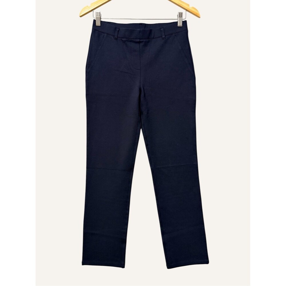 Quince Ultra Stretch Ponte Straight Leg Pants Size Medium Navy Ankle Length - Picture 2 of 10